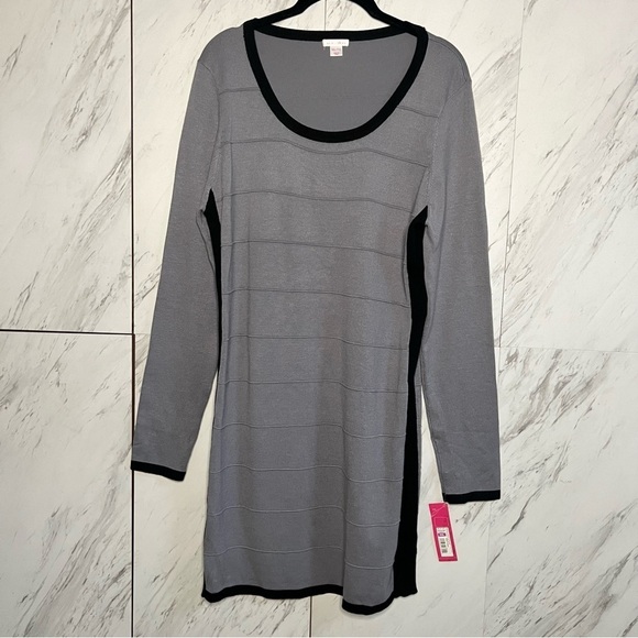 NEW Xhilaration Long Sleeve Gray Mini Sweater Dress SZ XXL - Picture 1 of 4